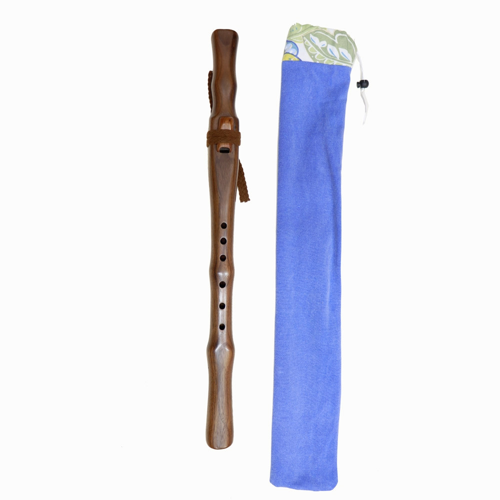 Blue Star Native American Style Flute made from Walnut & Fir Key Gm