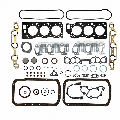 Toyota 3VZ-E 3.0L complete engine gasket set for 1988-1995 Toyota Pickup and 4Runner with premium seals, head gaskets, intake gaskets, and engine sealing components.