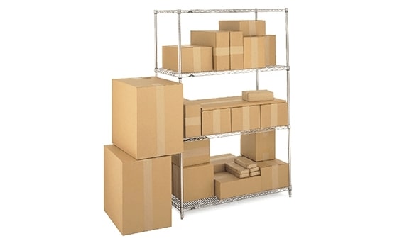 metro super adjustable shelf with boxes