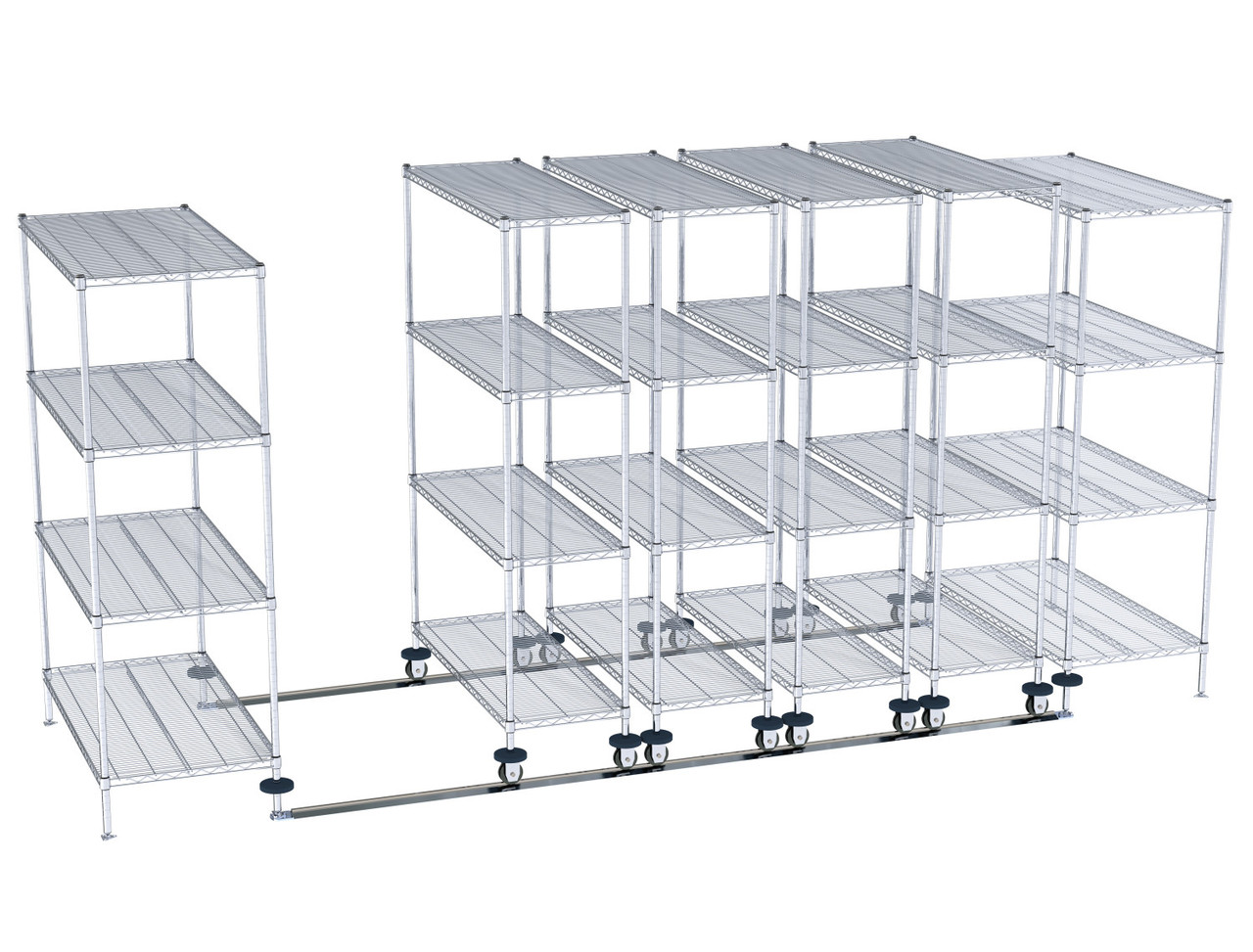 Metro qwikTRAK Floor Track Shelving with Super Erecta Chrome