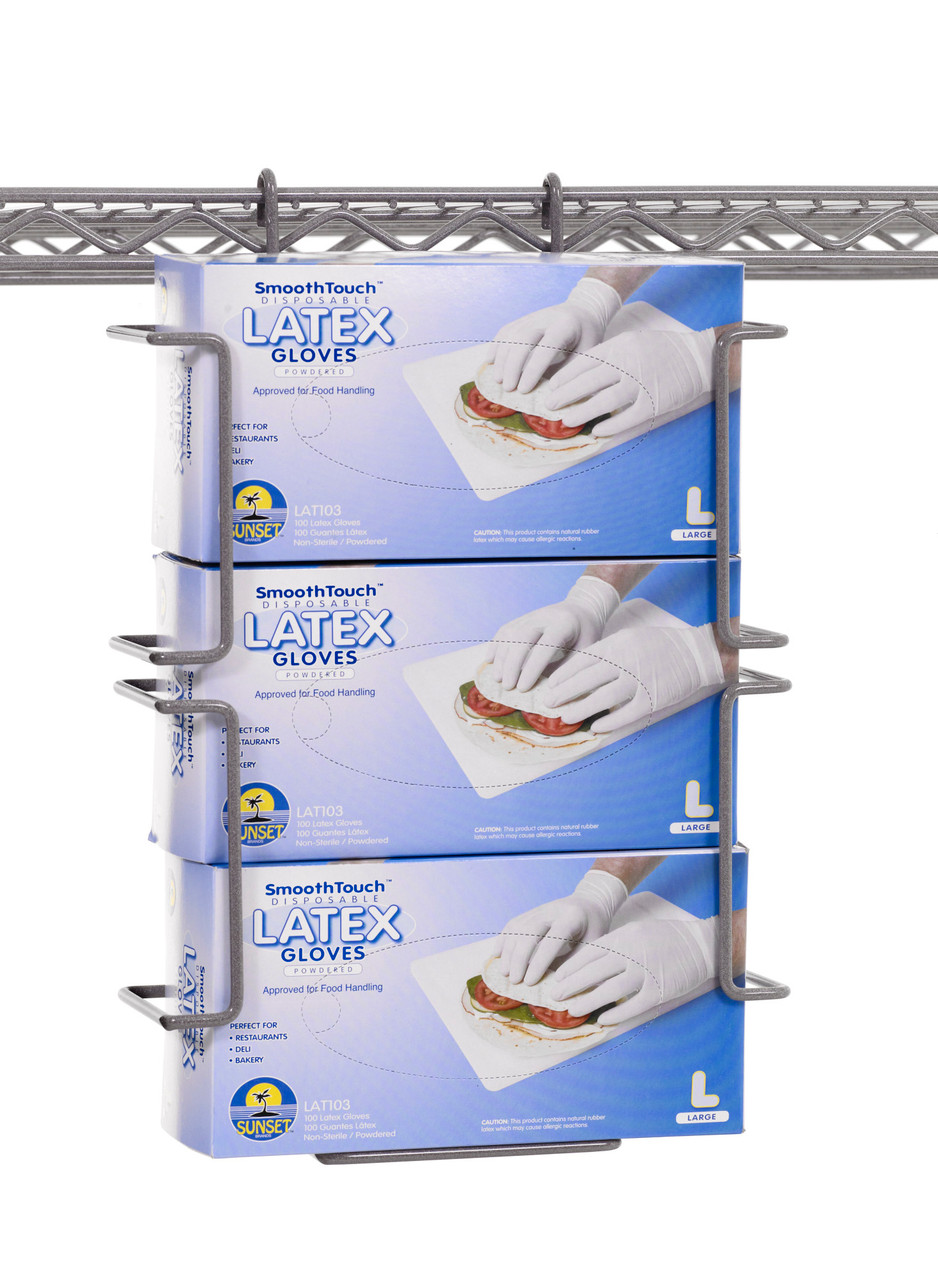 Metro GBHHK4-T Horizontal Triple Glove Box Holder for Super Erecta Wire  Shelving and SmartWall Wall Shelving - Metro