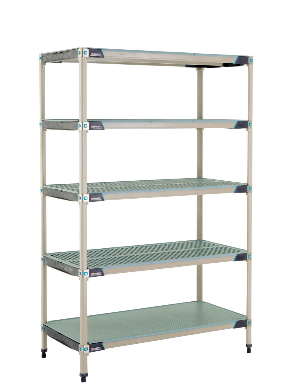 MetroMax i 5-Shelf Plastic Industrial Shelving Starter Unit with Solid  Bottom Shelf