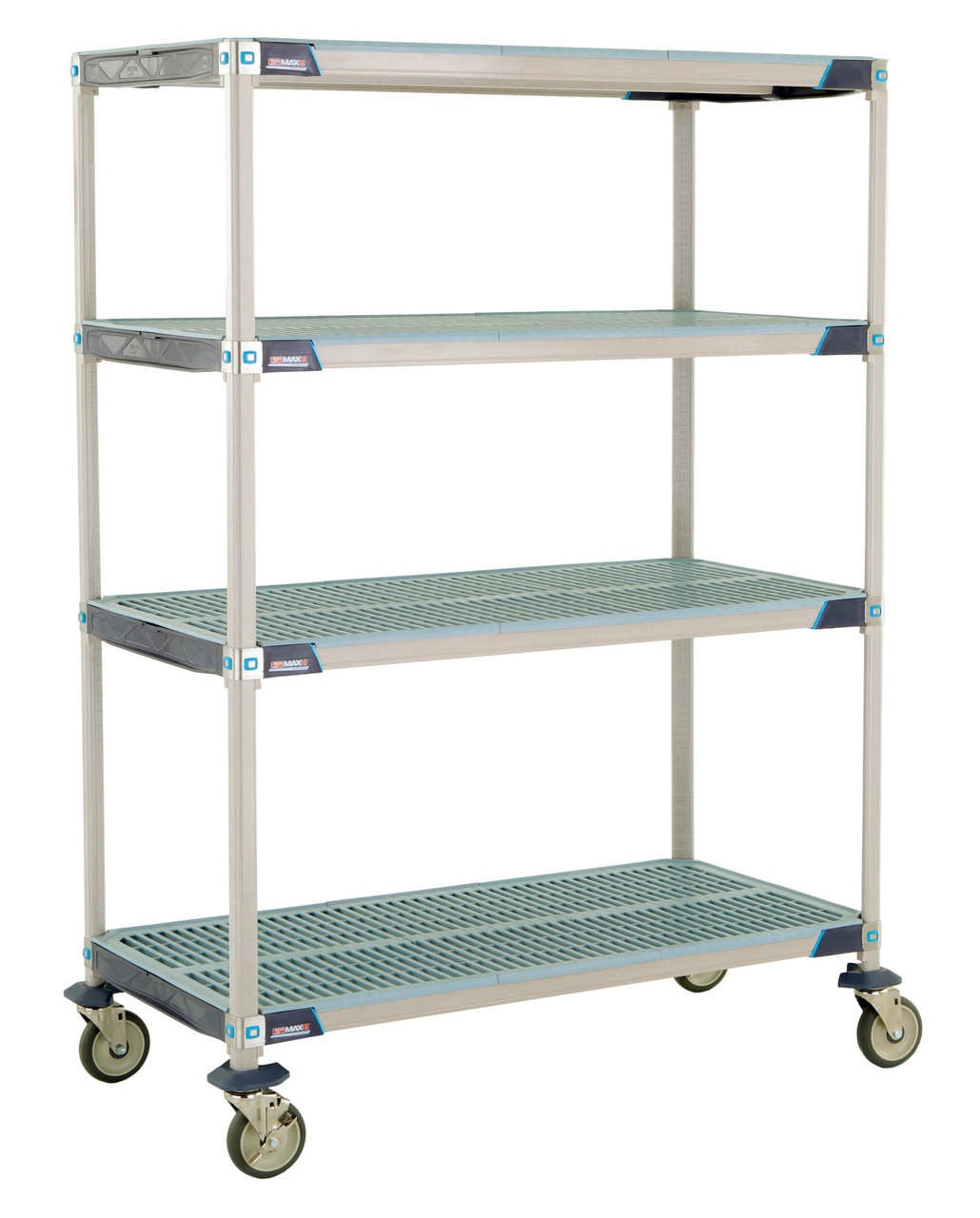 MetroMax i 4-Shelf Industrial Plastic Shelving Mobile Cart, Open Grid  Shelves - Metro
