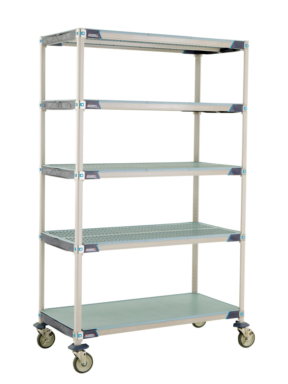 MetroMax I 5X337EGX3 5-Shelf Industrial Plastic Shelving Mobile Cart, Solid Bottom Shelf, 18 x 36 x 79.3125