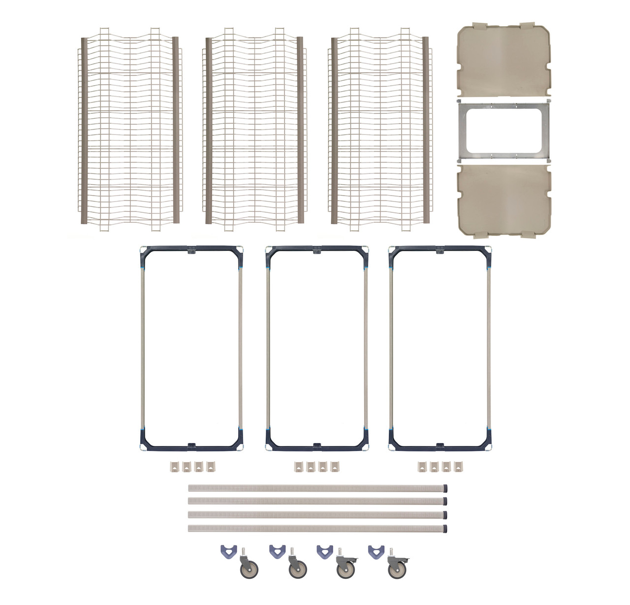 Metro PR48VX4-XDR MetroMax I Mobile Drying Rack with Two Tray Racks, Two Pan Racks and Drip Tray, 26 x 50 x 68