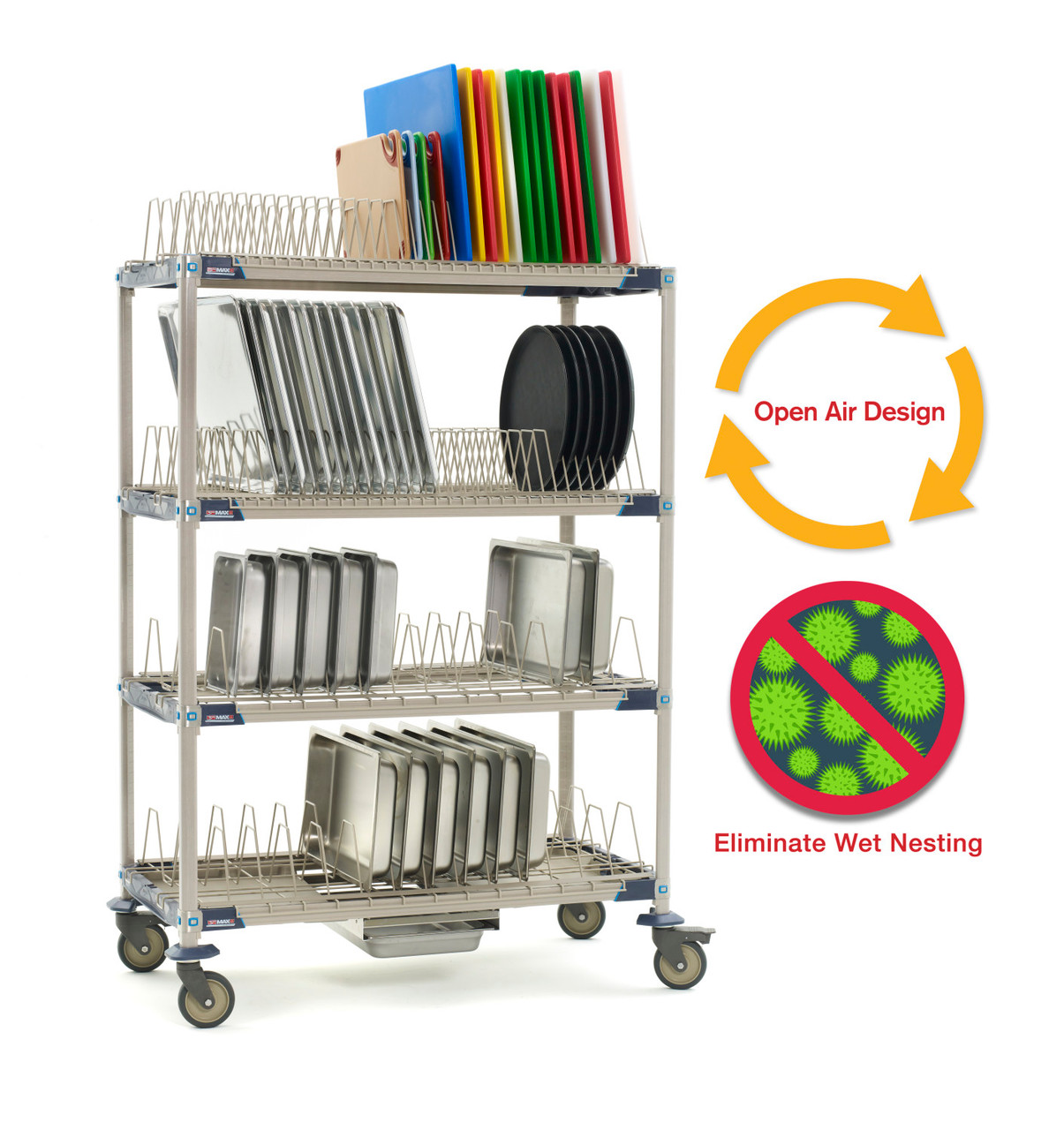 MetroMax i Mobile Drying Rack with Two Tray Racks, Two Pan Racks