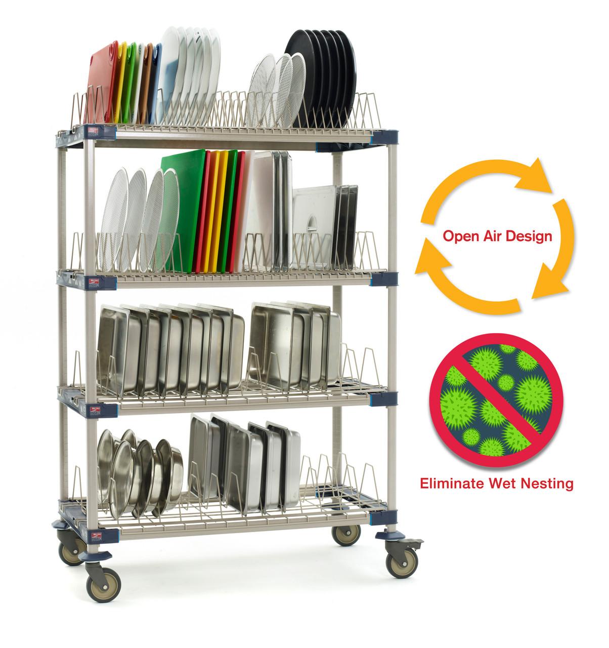Metro PR48VX4-XDR MetroMax i Mobile Four Tier Tray / Steam Pan Drying Rack  with Drip Tray 