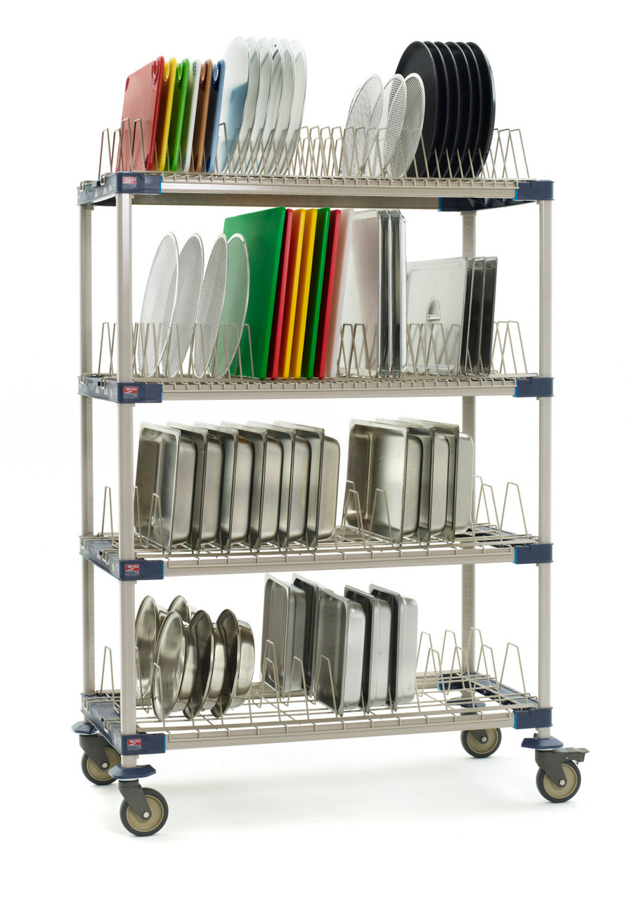 MetroMax Mobile Drying Rack with Two Tray Racks and Two Pan