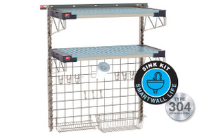 Metro SmartWall Life Complete Wall Shelving System, 2-Shelf Sink Kit, MetroMax 4 Shelves with Stainless Steel Components