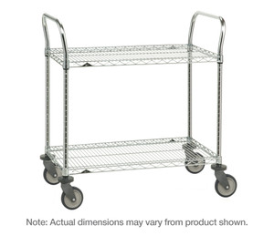 Hubert Stainless Steel 3-Shelf Medium Duty Utility Cart - 39 1/4 inchl x 22 3/8 inchw x 37 1/4 inchh