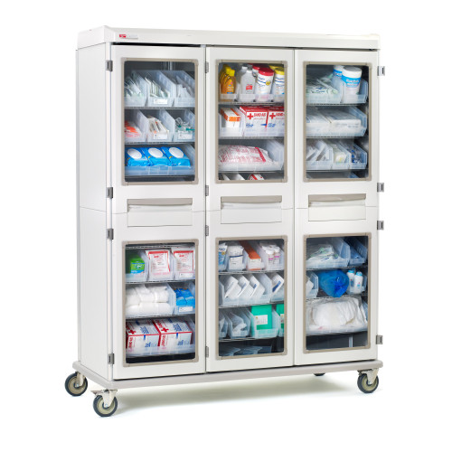 Medical Supply Locking Cabinet, Shelves with Storage Bins