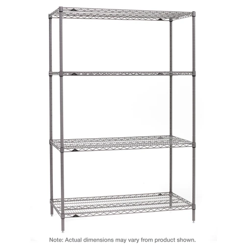Metro Super Erecta 4-Shelf Industrial Wire Shelving Starter Unit, Metroseal Gray Epoxy