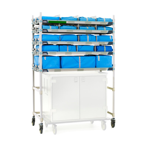 MetroMax i 5-Shelf Sterile Processing Plastic Industrial Mobile Shelving Units with Roll-under Storage