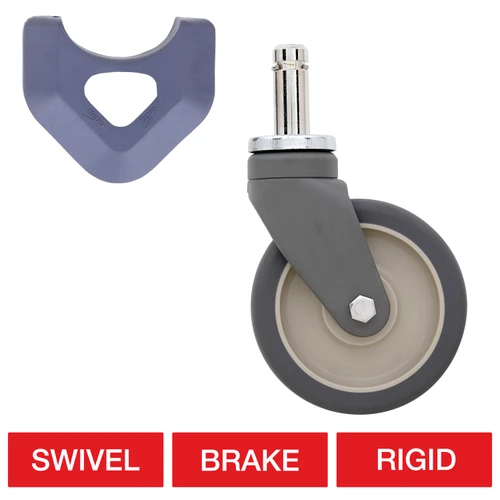 Metro 5" Polymer Stem Casters with Polyurethane Wheel Treads for MetroMax Industrial Plastic Shelving Racks