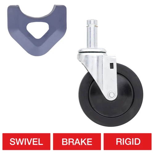 Metro 5" Plated Stem Casters with Resilient Rubber Wheel Treads for MetroMax Industrial Plastic Shelving Racks