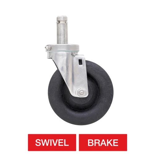 Metro 5" High-Temperature Autoclave Stem Casters with Nylon Wheel Treads for Super Erecta Industrial Wire Shelving Racks