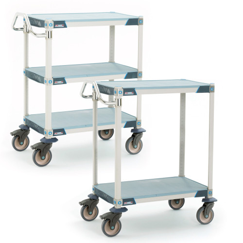 MetroMax i 2-Shelf and 3-Shelf Industrial Polymer Shelving Lab Utility Carts, Solid Shelf Mats