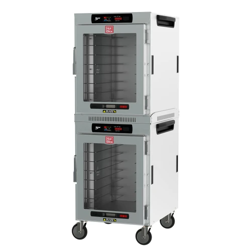 Metro HotBlox Wide 16-Pan Insulated Dual-Cavity Mobile Holding Cabinet with Clear Door