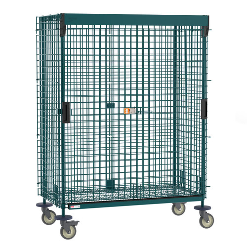 Metro Super Erecta Mobile Security Shelving Unit with SlideSecure Sliding Door, Metroseal Green Epoxy