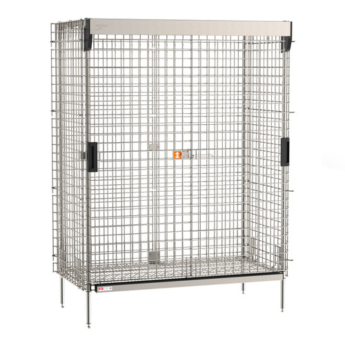 Metro Super Erecta Stationary Security Shelving Unit with SlideSecure Sliding Door, Stainless Steel