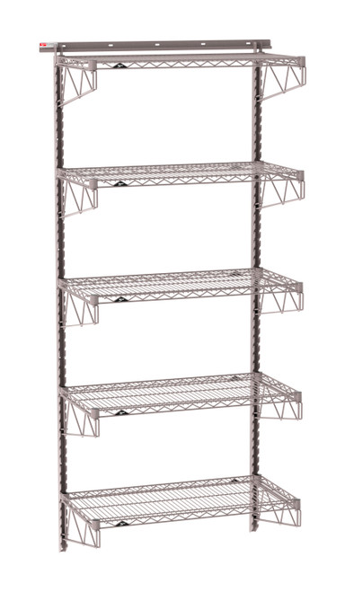 Metro SmartWall 5-Tier Wall Shelving Kit, Metroseal Gray Epoxy