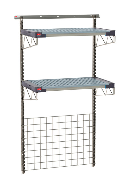 Metro SmartWall Life Tall 2-Shelf Grid Wall Shelving Base Kit, MetroMax 4 Shelves with Stainless Steel Components