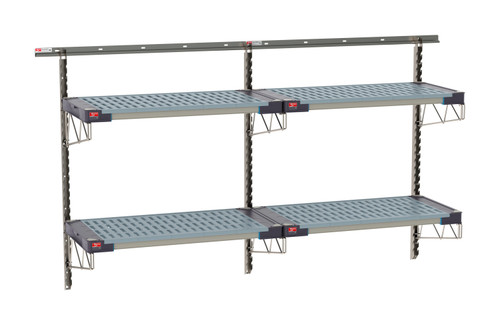 Metro SmartWall Life Double-Wide 2-Tier (4-Shelf) Wall Shelving Kit, MetroMax 4 Shelves with Stainless Steel Components