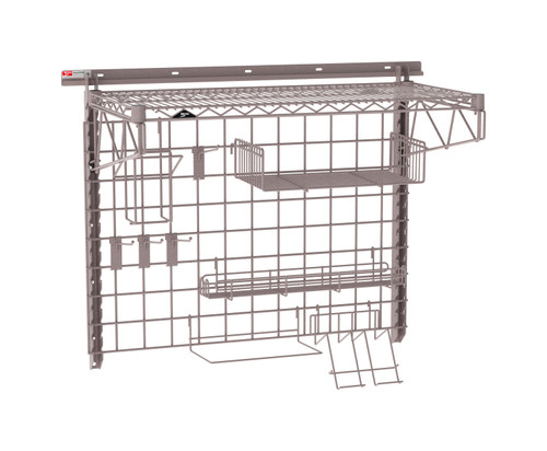 Metro SmartWall Complete Wall Shelving System, 1-Shelf Pizza Prep Kit, Metroseal Gray Epoxy