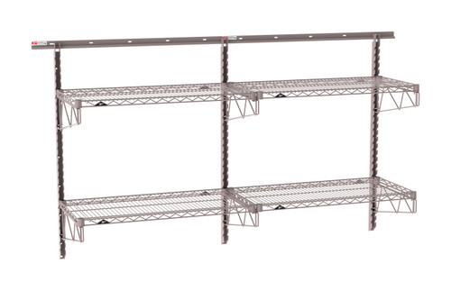 Metro SmartWall Double-Wide 2-Tier (4-Shelf) Wall Shelving Kit, Metroseal Gray Epoxy