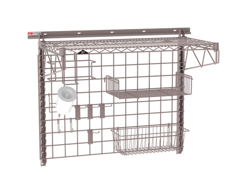 Metro SmartWall Complete Wall Shelving System, 1-Shelf Food Prep Kit, Metroseal Gray Epoxy