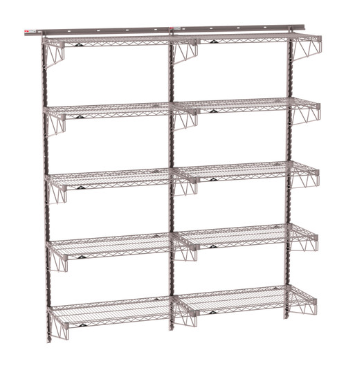 Metro SmartWall Double-Wide 5-Tier (10-Shelf) Wall Shelving Kit, Metroseal Gray Epoxy