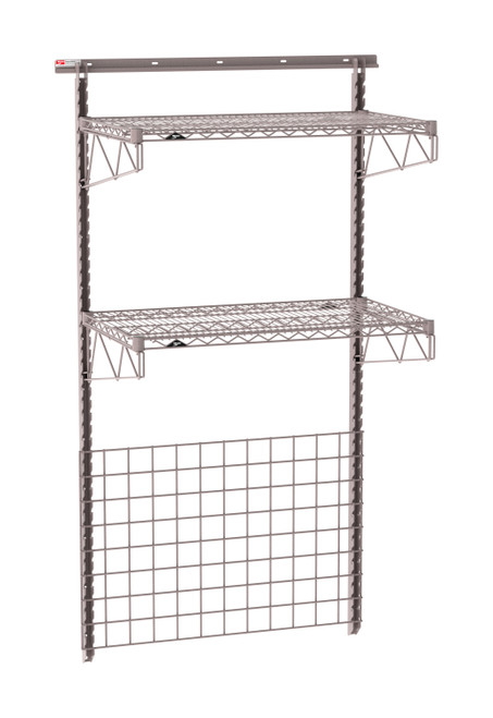 Metro SmartWall Tall 2-Shelf Grid Wall Shelving Base Kit, Metroseal Gray Epoxy