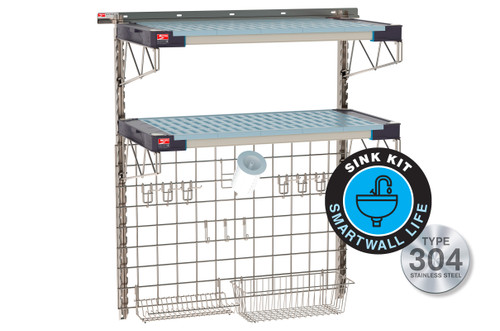 Metro SmartWall Life Complete Wall Shelving System, 2-Shelf Sink Kit, MetroMax 4 Shelves with Stainless Steel Components