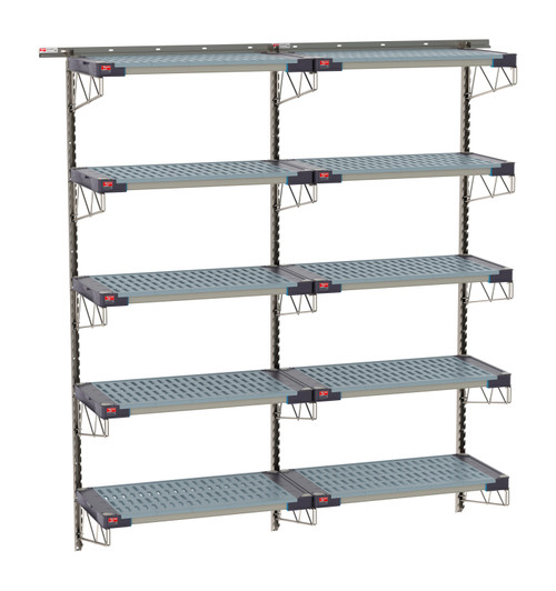Metro SmartWall Life Double-Wide 5-Tier (10-Shelf) Wall Shelving Kit, MetroMax 4 Shelves with Stainless Steel Components