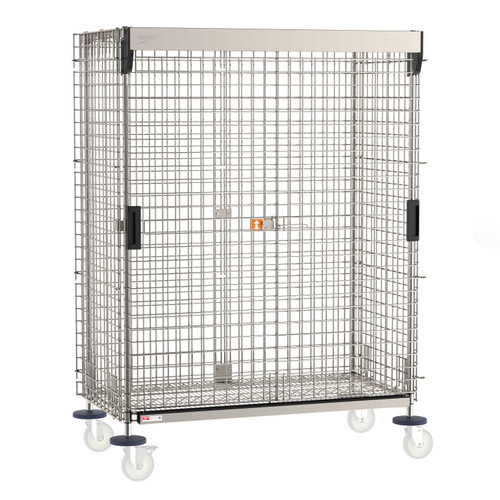 Metro Super Erecta Standard-Duty Mobile-Ready Security Shelving Unit with SlideSecure Sliding Door, Stainless Steel
