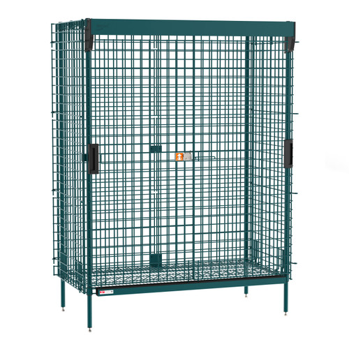 Metro Super Erecta Stationary Security Shelving Unit with SlideSecure Sliding Door, Metroseal Green