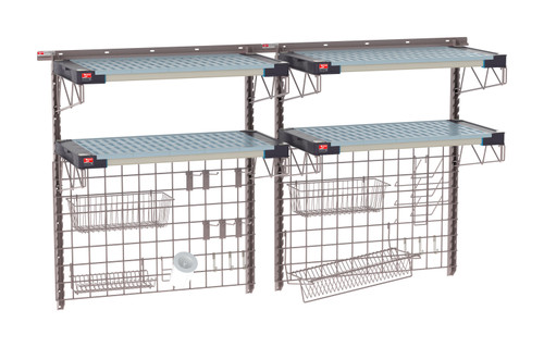 Metro SW-1872K4-45-SINK SmartWall Complete Wall Shelving System, Double-Wide 2-Tier (4-Shelf) Sink Kit, MetroMax 4 Shelves with Metroseal Gray Epoxy Components, 18" x 36" Shelves, 80" Track Length