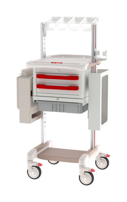 Metro NB50-PHL1 Nimbl Phlebotomy Cart with Sharps Container and Glove Box Holders
