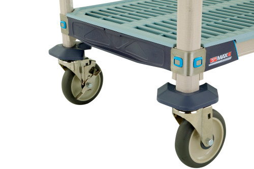 MetroMax i 4-Shelf Industrial Plastic Shelving Mobile Cart, Open Grid Shelves