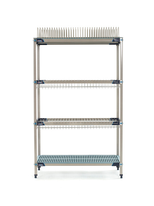 MetroMax i PR48X3 Stationary Drying Rack with Two Drop-Ins, One Tray Rack and One Bulk Shelf, 24" x 48" x 74"