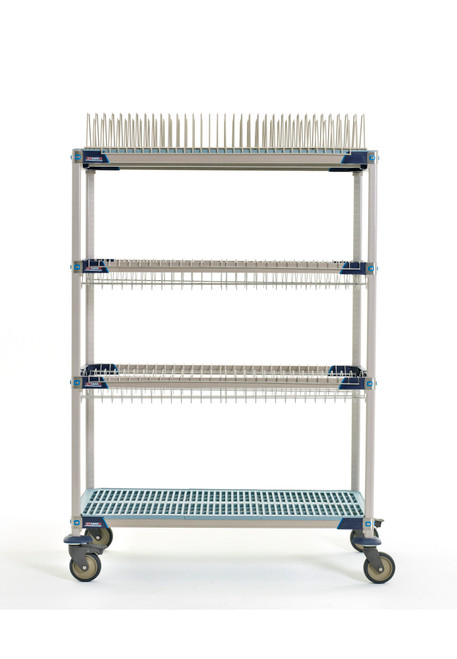 MetroMax i PR48VX3 Mobile Drying Rack with Two Drop-Ins, One Tray Rack and One Bulk Shelf, 26" x 50" x 68"