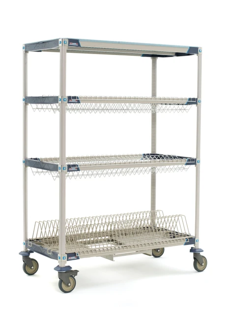 MetroMax i Mobile Drying Rack with Two Drop-Ins, One Tray Rack, One Bulk Shelf and Drip Tray