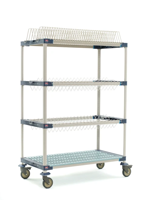 MetroMax 4 Mobile Drying Rack with Two Drop-Ins, One Tray Rack and One Bulk Shelf