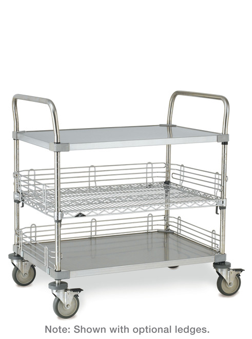 Metro CASE-OL36H Stainless Steel Open Case Cart with Handles, 24" x 36" x 39"