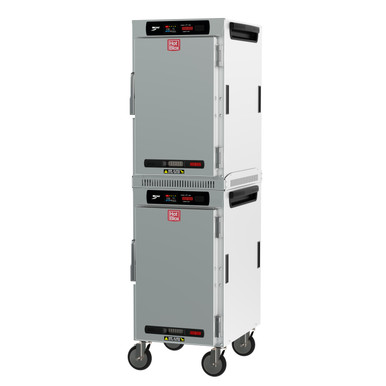 Metro HotBlox Narrow 16-Pan Insulated Dual-Cavity Mobile Holding Cabinet with Solid Door