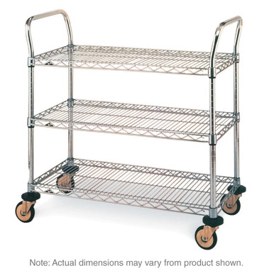 Metro MW Series Utility Cart with 3 Wire Shelves - Metro