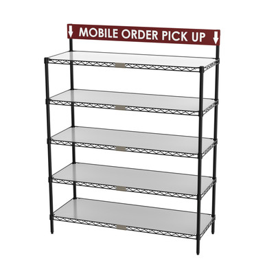 Metro To-Go and Order Pickup Wire Shelving Workstation with Sign