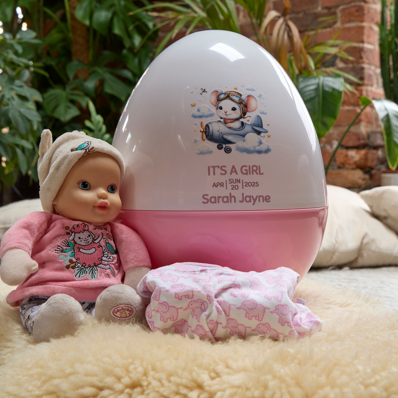 Giant Plastic New Baby Girl Egg - Make It Personal