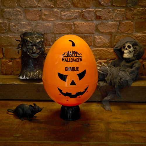 Large Pumpkin Themed Halloween Fillable Plastic Egg