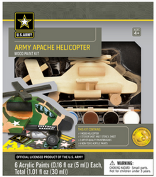 Army Apache Helicopter Wood Paint Kit